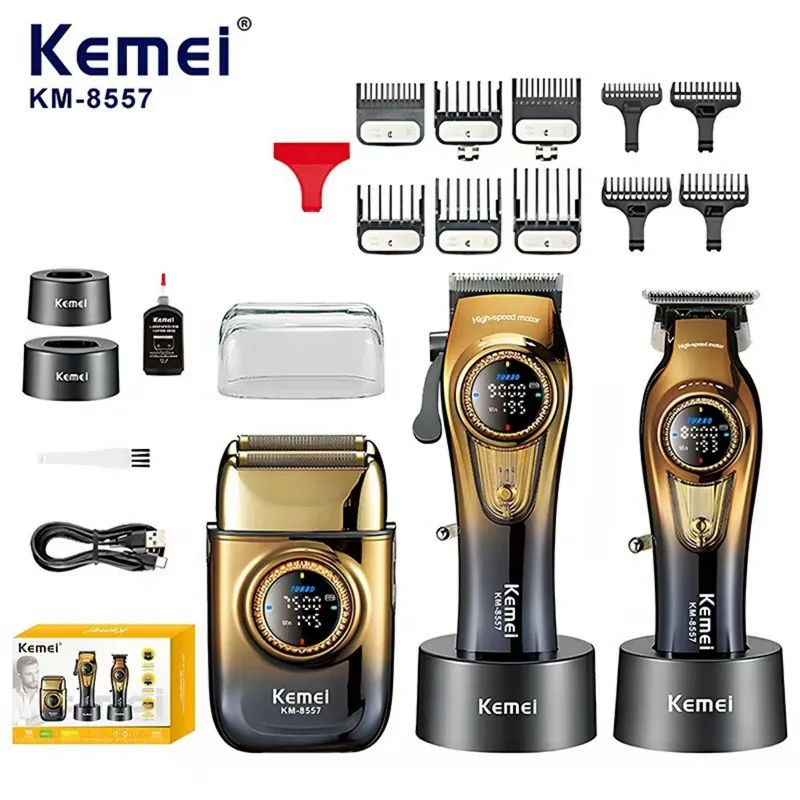 ماشین اصلاح موی سر و صورت شارژی کیمی مدل km-8557 مجموعه 3 عددی - تصویر 6