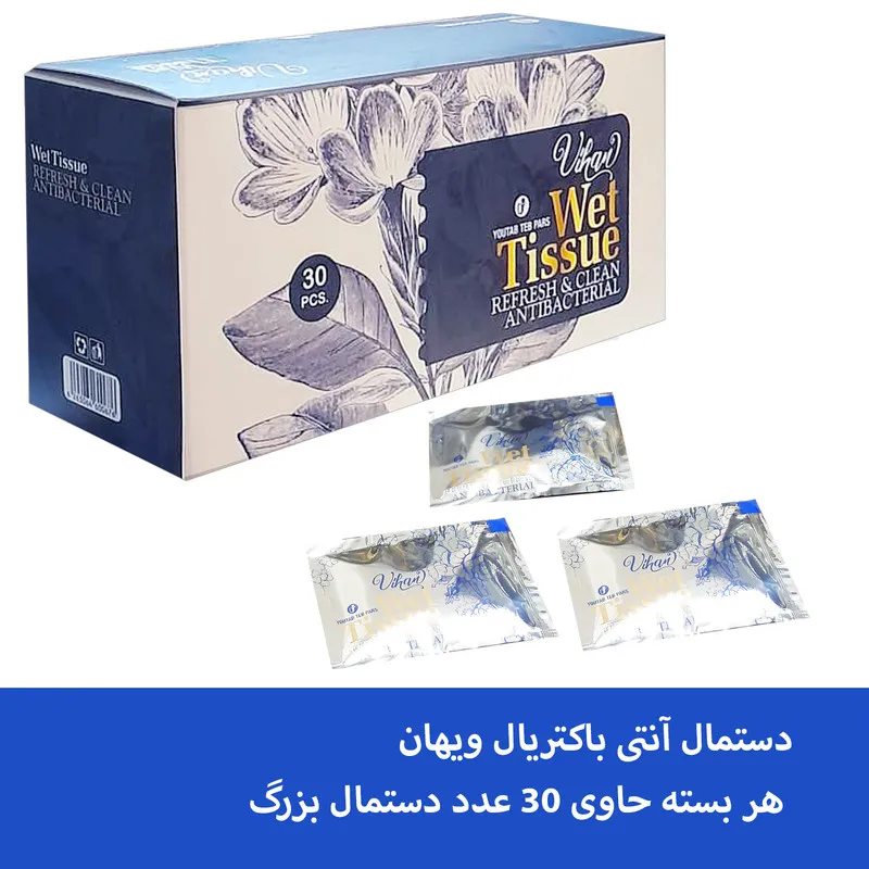 دستمال مرطوب ویهان مدل AntiBacterial سه بسته 30 عددی - تصویر 2