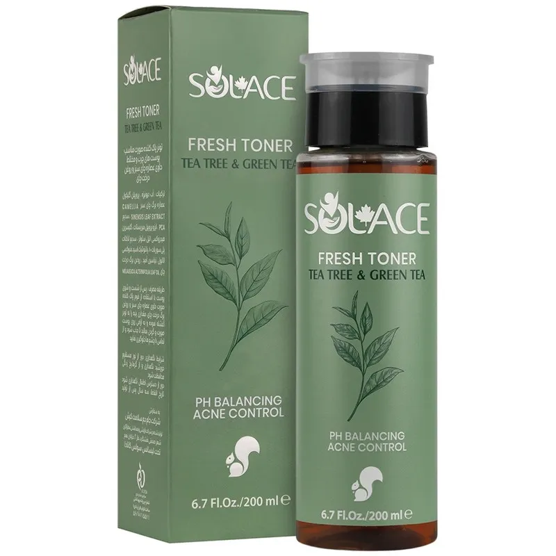 تونر پاک کننده صورت و گردن سولس مدل چای سبز مناسب برای پوست های مختلط و چرب در حجم 150 میلی لیتر