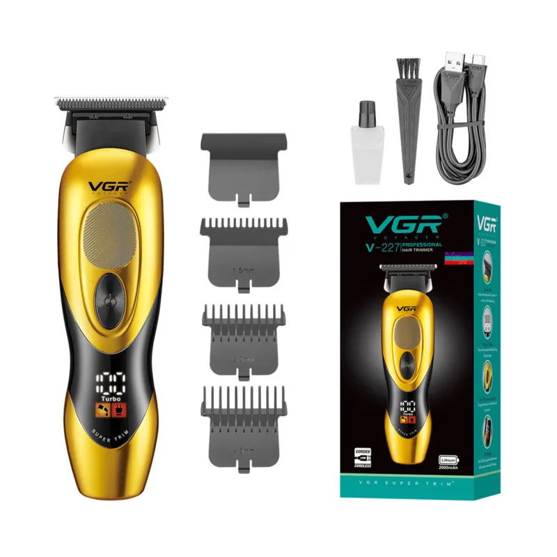ماشین اصلاح موی سر و صورت وی جی ار مدل V-227 با تیغههای سرامیک ضد التهاب، باتری لیتیوم یونی 2000 میلیآمپر ساعت، نمایشگر میزان شارژ و طراحی ارگونومیک مقاوم در برابر ضربه - تصویر 3