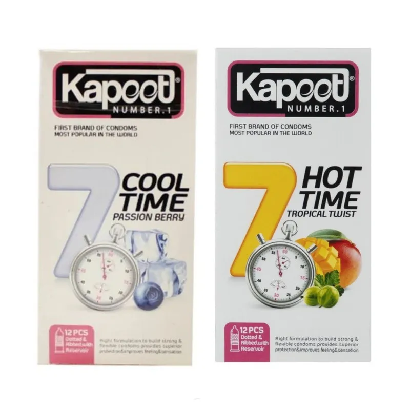 کاندوم تاخیری کاپوت مدل 7COOL TIME بسته 12 عددی به همراه کاندوم تاخیری کاپوت مدل 7HOT TIME بسته 12 عددی