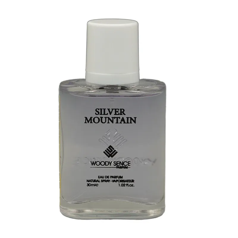 عطر جیبی مردانه وودی سنس مدل silver montian با رایحه خنک حجم 30 میلیلیتر