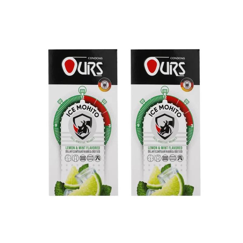 کاندوم خاردار و تاخیری  اورز مدل ICE MOHITO دو بسته 12 عددی 