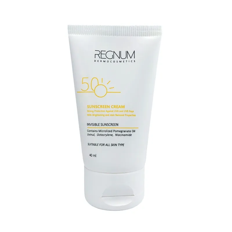 کرم ضد آفتاب بدون رنگ رگنوم SPF50 مدل فیوژن واتر PA++ مناسب برای انواع پوست حجم 40 میلیلیتر