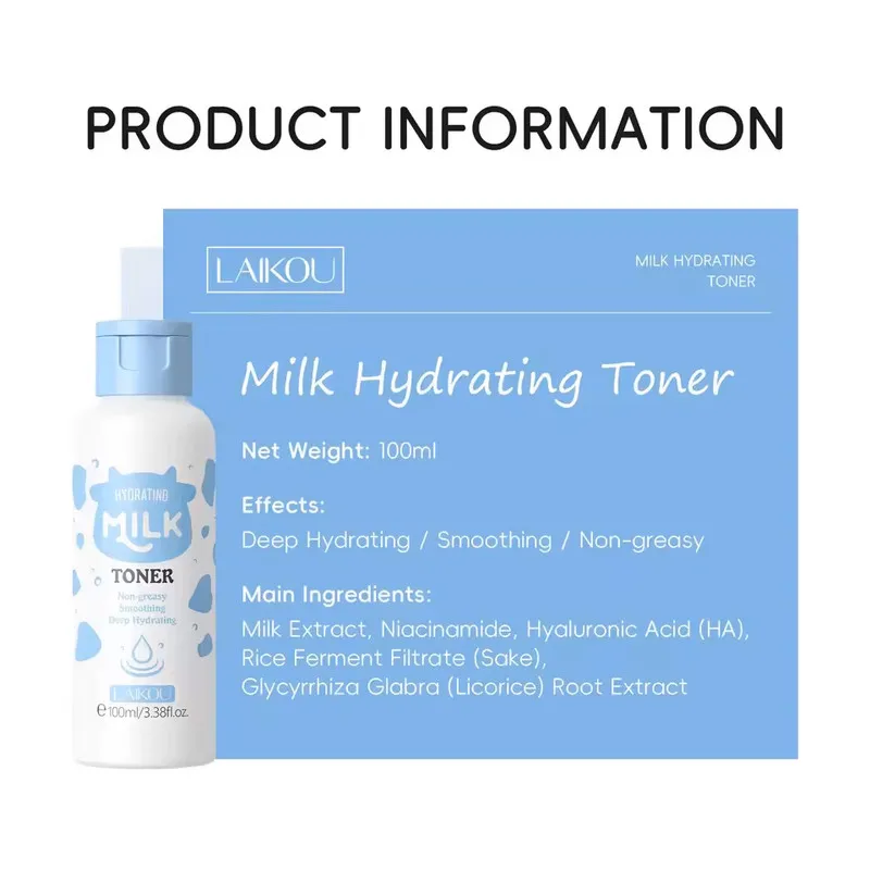 تونر پاک‌کننده صورت لاییکو مدل Milk مناسب برای پوست انواع پوست حجم 100 میلی‌لیتر - تصویر 3