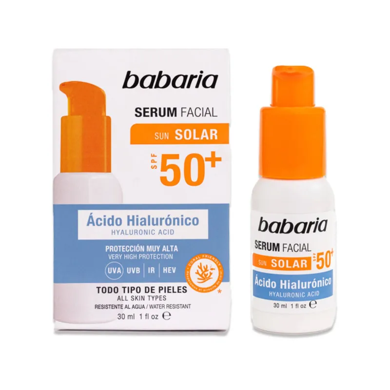 سرم ضد آفتاب بیرنگ صورت باباریا SPF 50 مدل Acido Hialuronico محافظ UVA و UVB مناسب برای انواع پوست حجم 30 میلیلیتر - تصویر 2