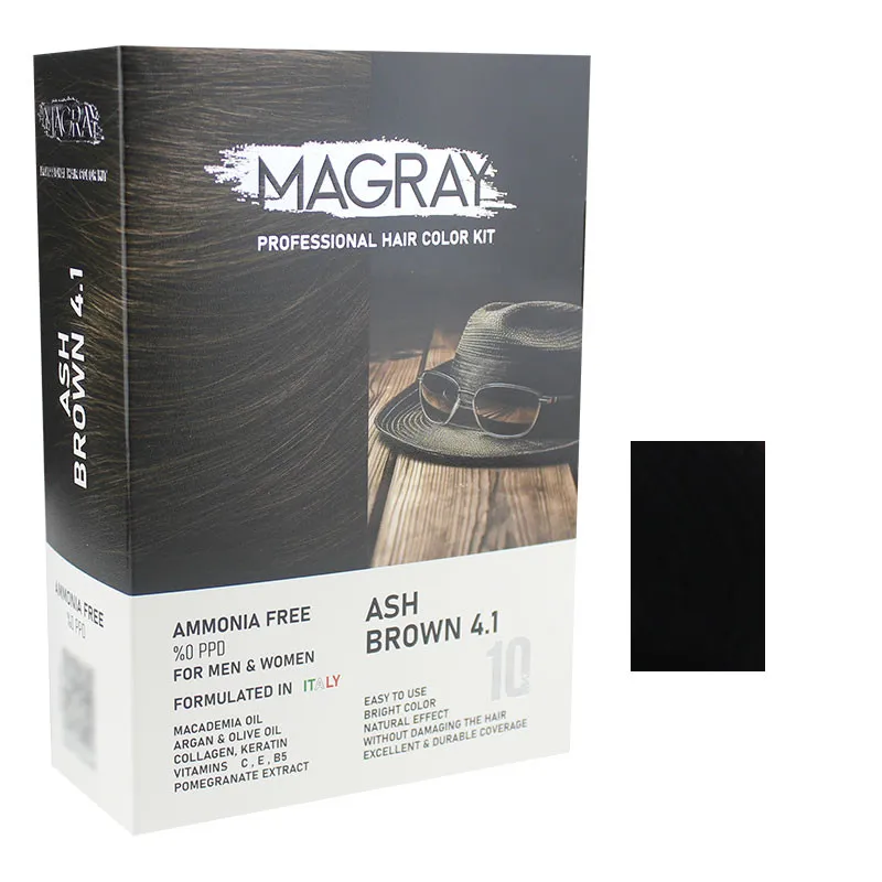 کیت رنگ مو مردانه ماگرای شماره 4/1 حجم 120 میلیلیتر رنگ قهوه ای خاکستری