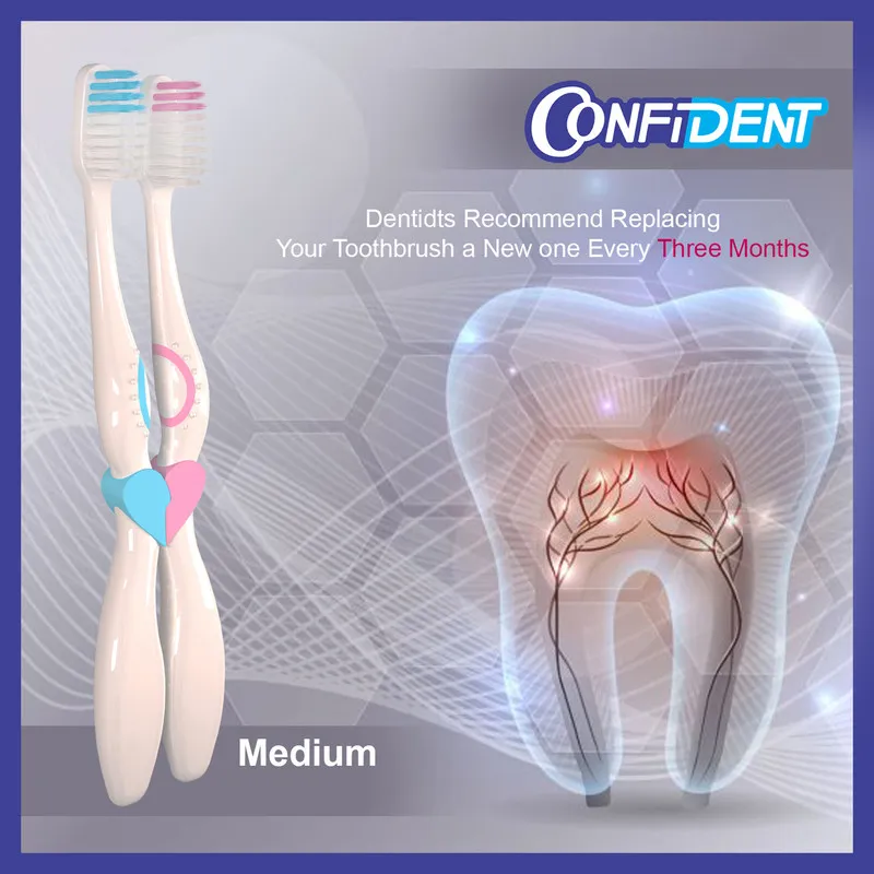 مسواک کانفیدنت مدل CT-Biform با برس متوسط سه بسته 2 عددی - تصویر 2