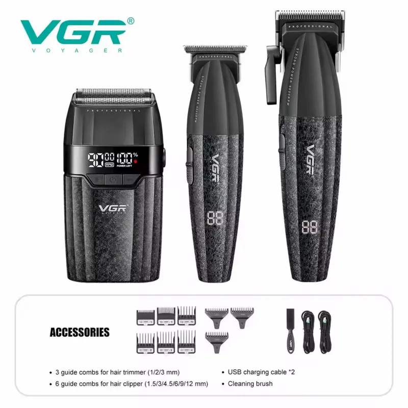 ماشین اصلاح موی سر و صورت شارژی وی جی ار مدل V-640 s3 مجموعه 3 عددی - تصویر 4