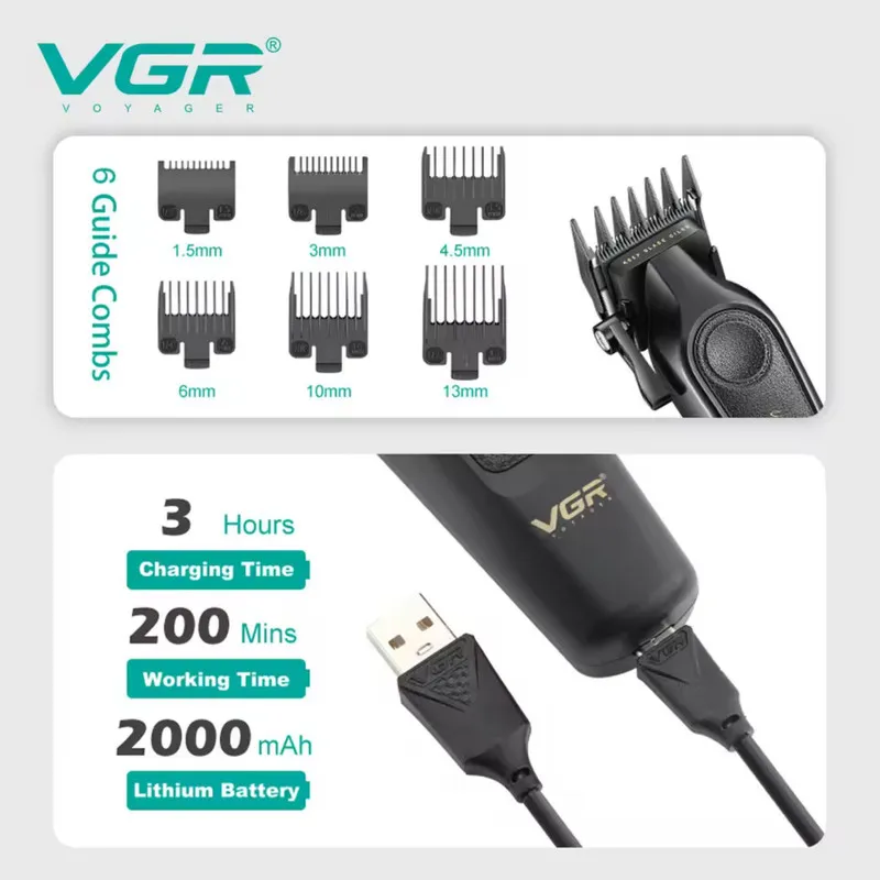 ماشین اصلاح موی سر و صورت شارژی وی جی ار مدل V-197 - تصویر 3