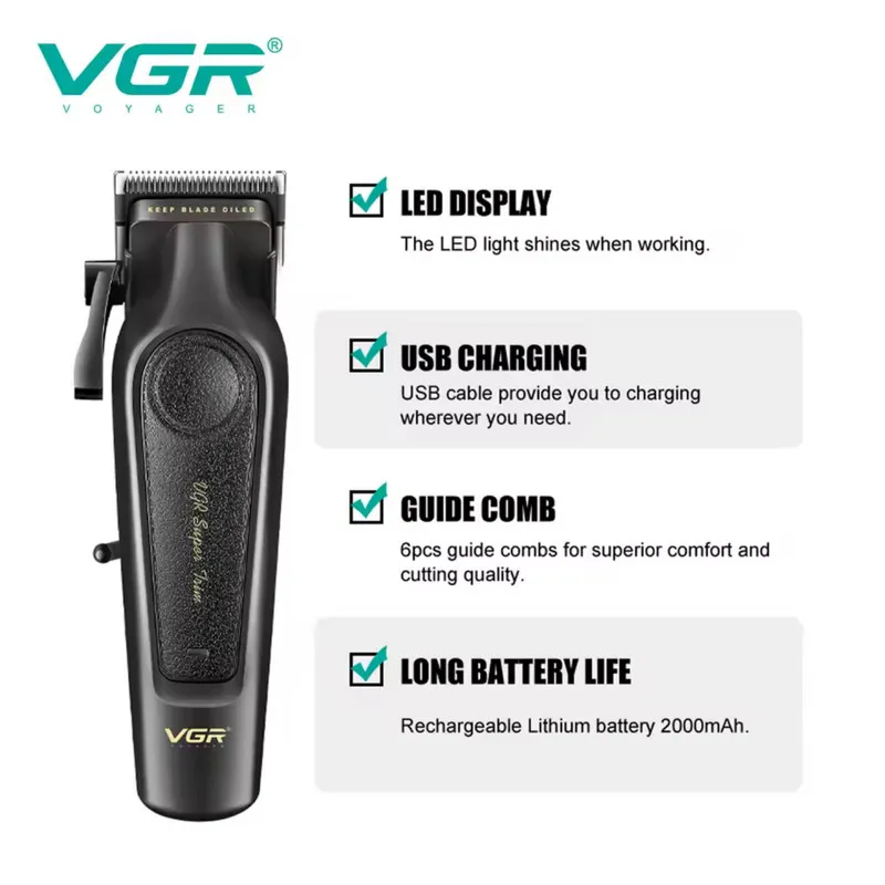 ماشین اصلاح موی سر و صورت شارژی وی جی ار مدل V-197 - تصویر 6