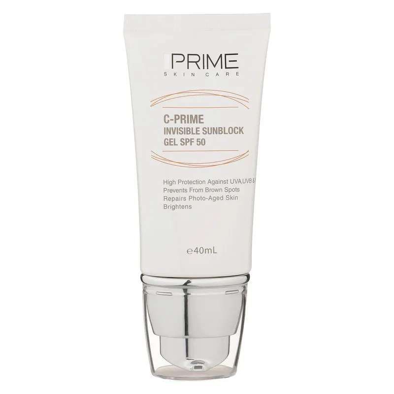 ژل ضدآفتاب بیرنگ پرایم SPF50 مدل C-Prime مناسب برای انواع پوست، حجم 40 میلیلیتر