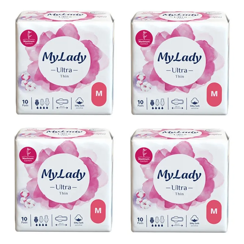 نوار بهداشتی بالدار نازک روز و شب مای لیدی مدل Silky Soft سایز متوسط بسته 4 عددی
