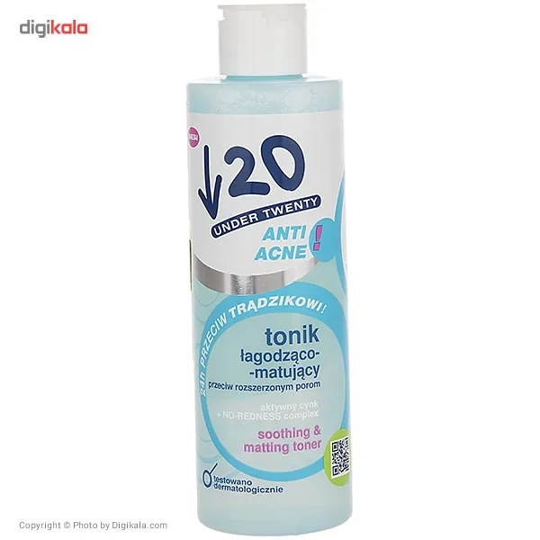 تونر پاک کننده آندر 20 سری Anti Acne مدل Soothing And Matting حجم 200 میلی لیتر - تصویر 2