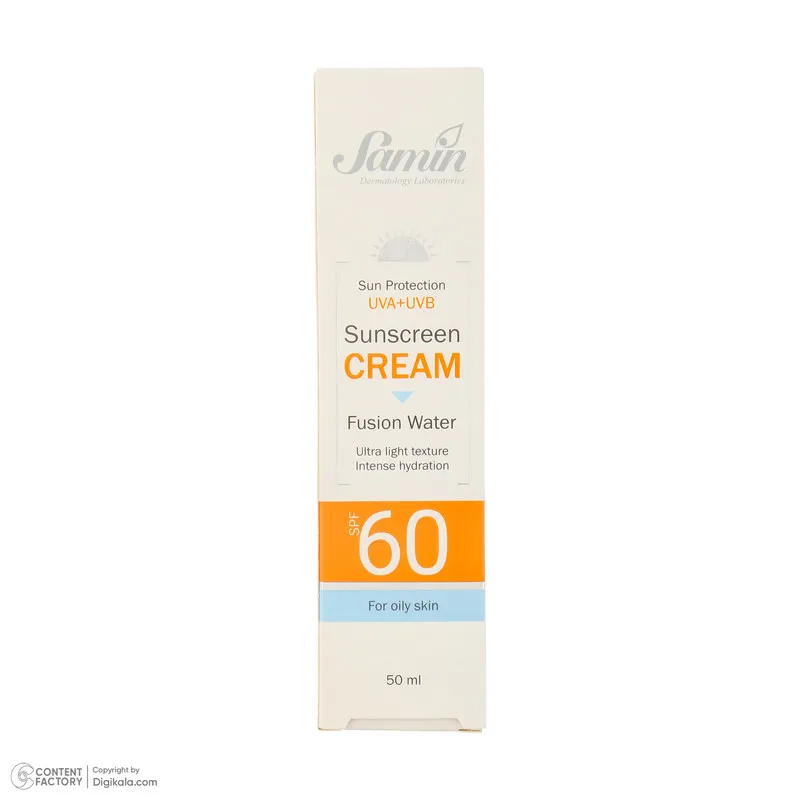 کرم ضد آفتاب بی‌رنگ صورت ثمین SPF 60 مدل Fusion Water ‌محافظ UVA ، UVB مناسب برای پوست‌های چرب حجم 50 میلی‌لیتر - تصویر 6