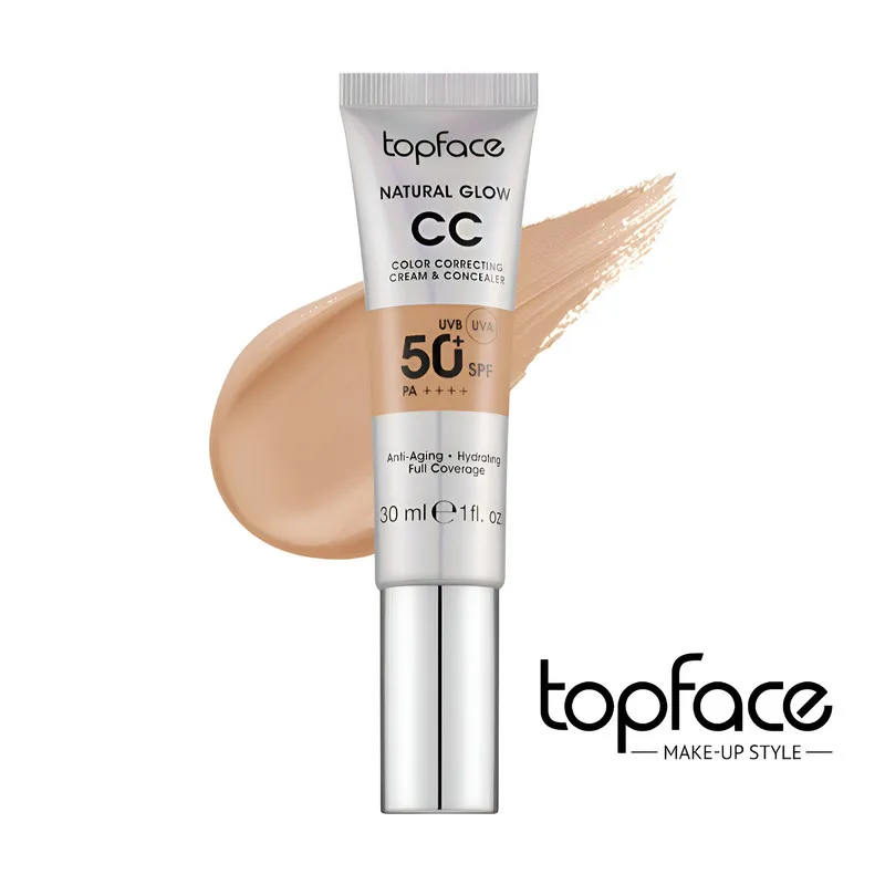 کرم پودر CC مایع +SPF50 تاپ فیس مدل NATURAL GLOW شماره 007 مناسب برای انواع پوست حجم 30 میلی لیتر - تصویر 2