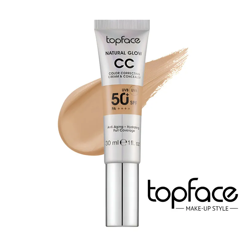 کرم پودر CC مایع +SPF50 تاپ فیس مدل NATURAL GLOW شماره 008 مناسب برای انواع پوست حجم 30 میلی لیتر - تصویر 2