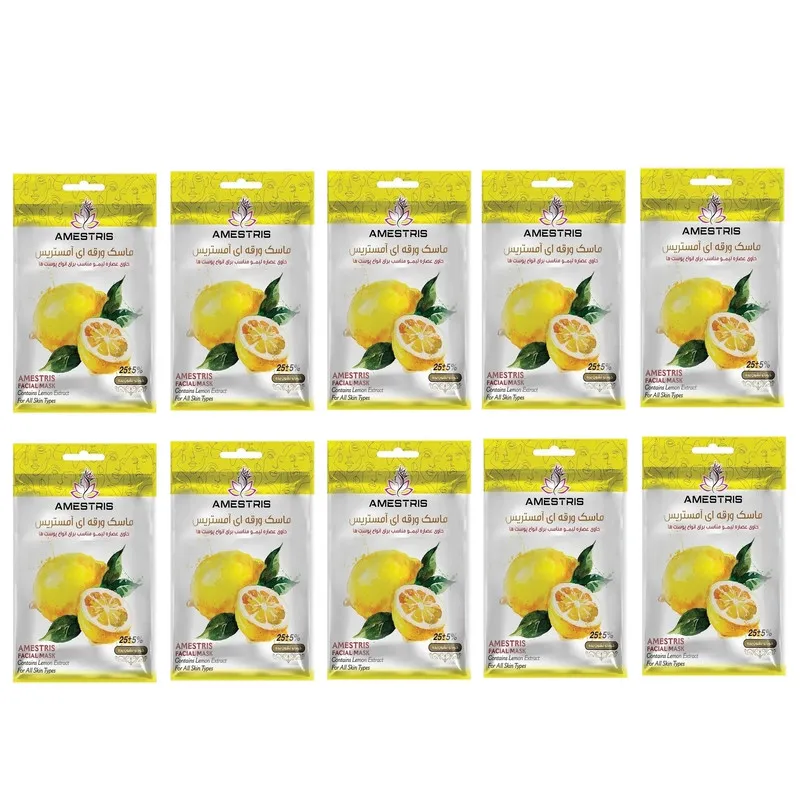 ماسک صورت آمستریس مدل میوه ای مناسب برای انواع پوست وزن 25 گرم بسته 10 عددی