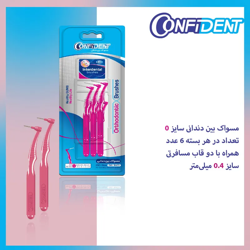مسواک بین دندانی کانفیدنت کد 0.4 سه بسته 6 عددی - تصویر 2