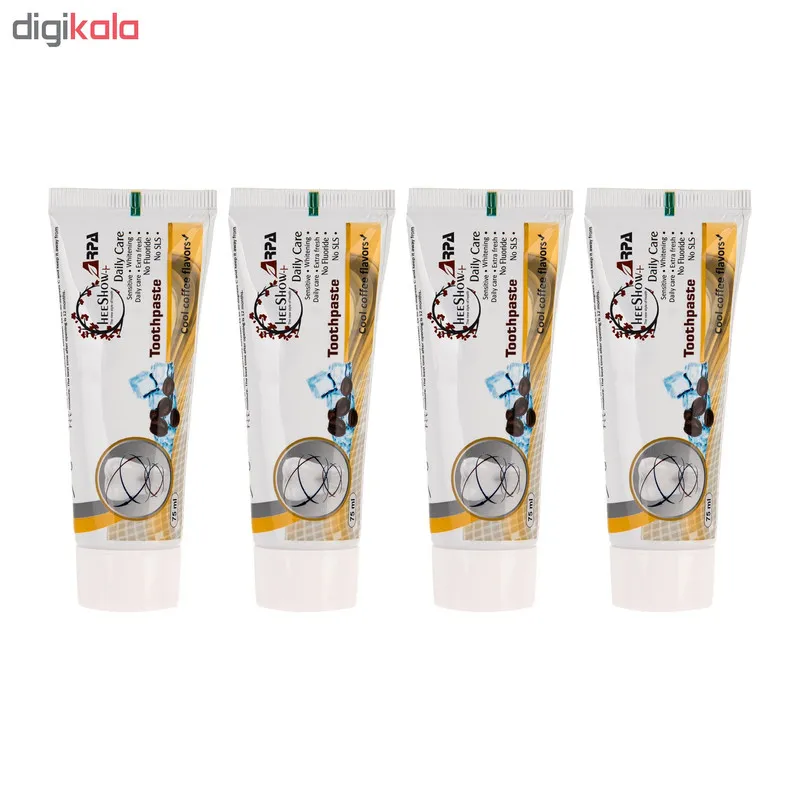 خمیر دندان هیشو آرپا مدل cool coffee حجم 75 میلی لیتر مجموعه 4 عددی - تصویر 3