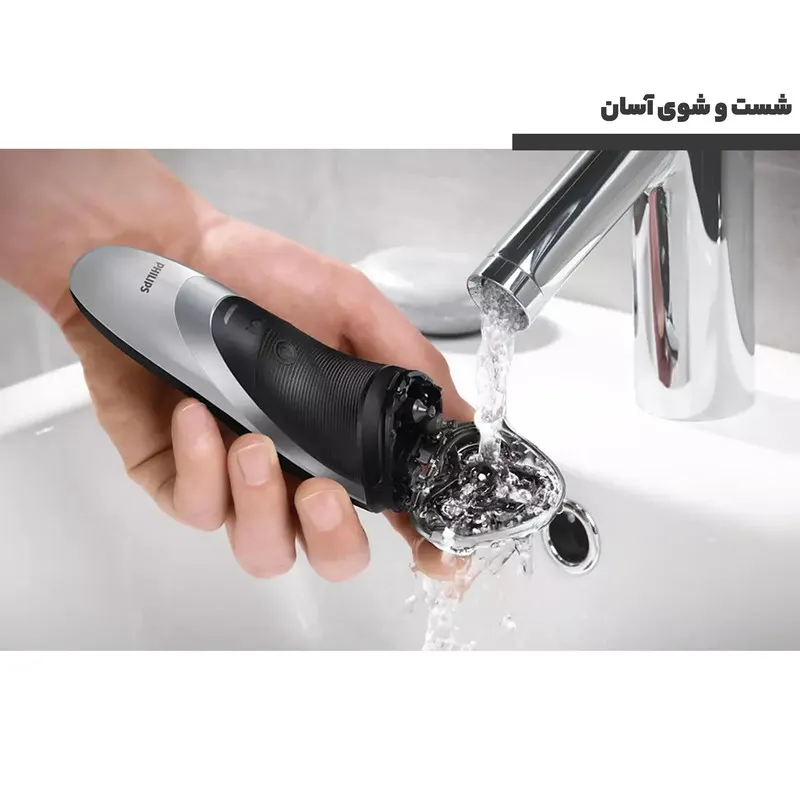 ماشین اصلاح صورت فیلیپس مدل PT860/16 با تیغههای استیل ضدزنگ، طراحی ارگونومیک، قابلیت استفاده خشک و مرطوب، باتری لیتیومیون با شارژ 60 دقیقه و نمایشگر میزان شارژ و سری قابلشستشو - تصویر 6