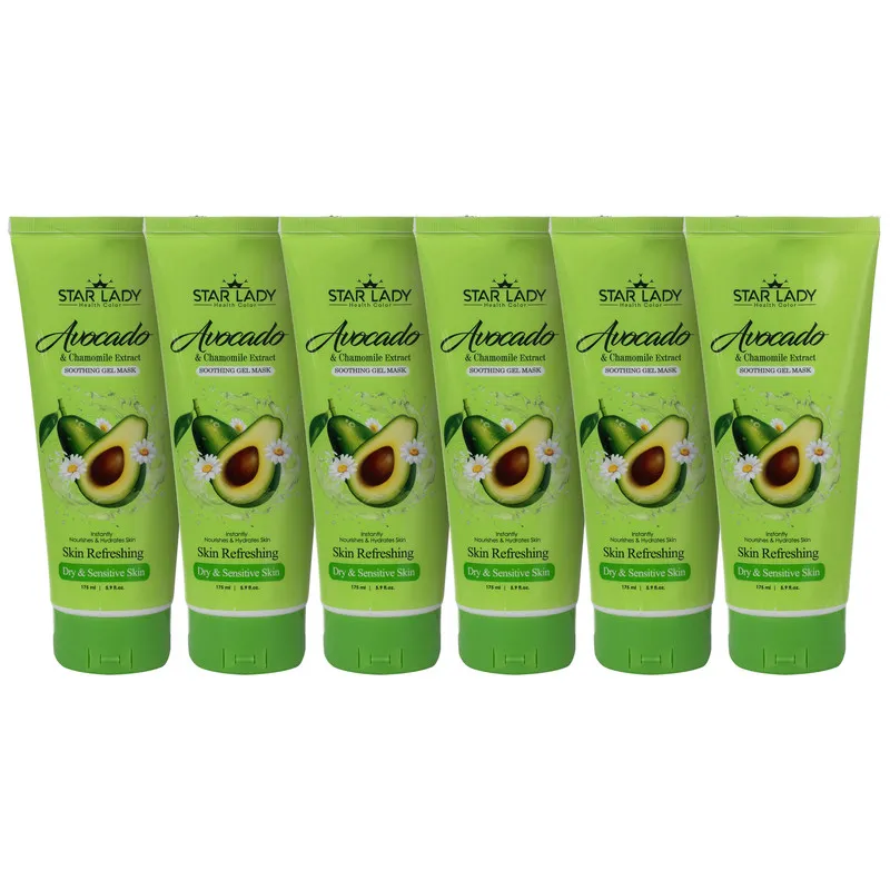 ماسک صورت استارلیدی مدل آووکادو آبرسان و بابونه مناسب برای پوست خشک و حساس حجم 175 میلی لیتر مجموعه 6 عددی