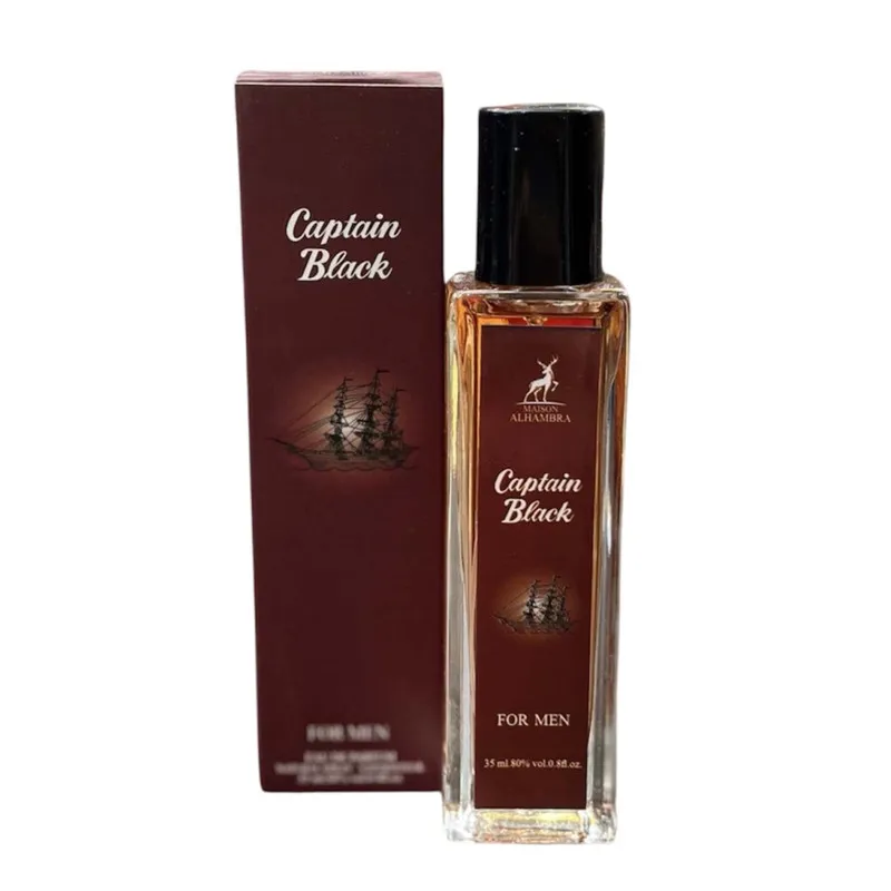 عطر جیبی مردانه الحمبرا مدل Capitan Black با رایحه گرم، تند، تلخ، چوبی حجم ۳۵ میلی‌لیتر - تصویر 2
