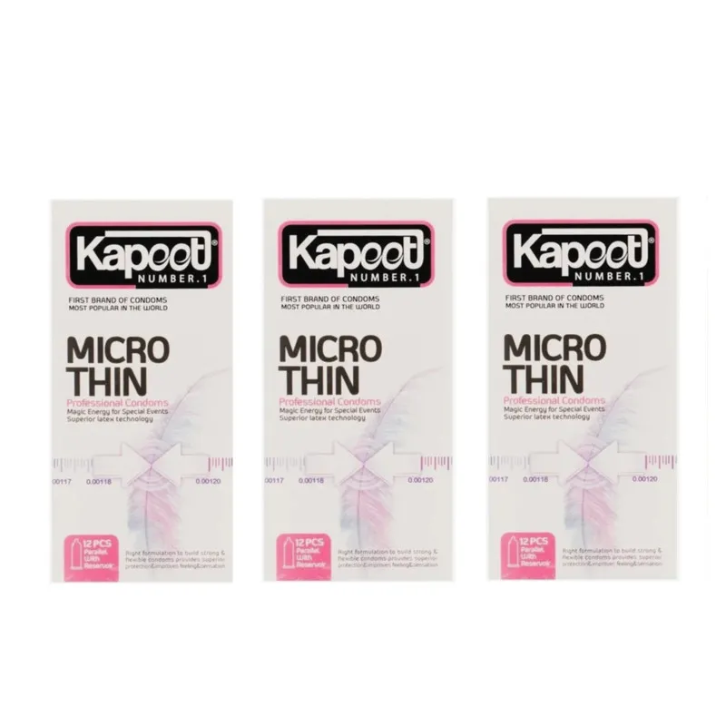 کاندوم  کلاسیک کاپوت مدل MICRO THIN سه بسته 12 عددی