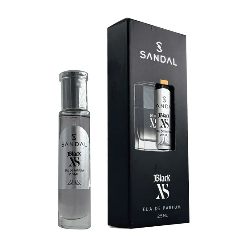عطر جیبی مردانه صندل مدل Black XS با رایحه گرم حجم 25 میلیلیتر