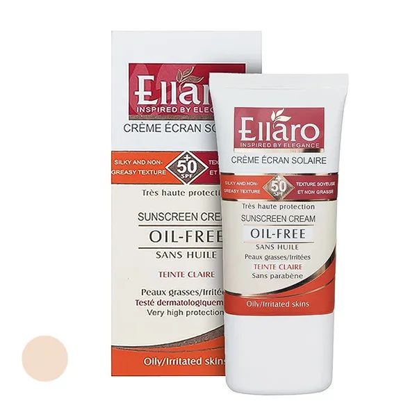کرم ضد آفتاب رنگی دست و صورت الارو SPF 50 مدل ضد چروک و OIL FREE محافظ UVA ،UVB مناسب انواع پوست حجم 40 میلیلیتر