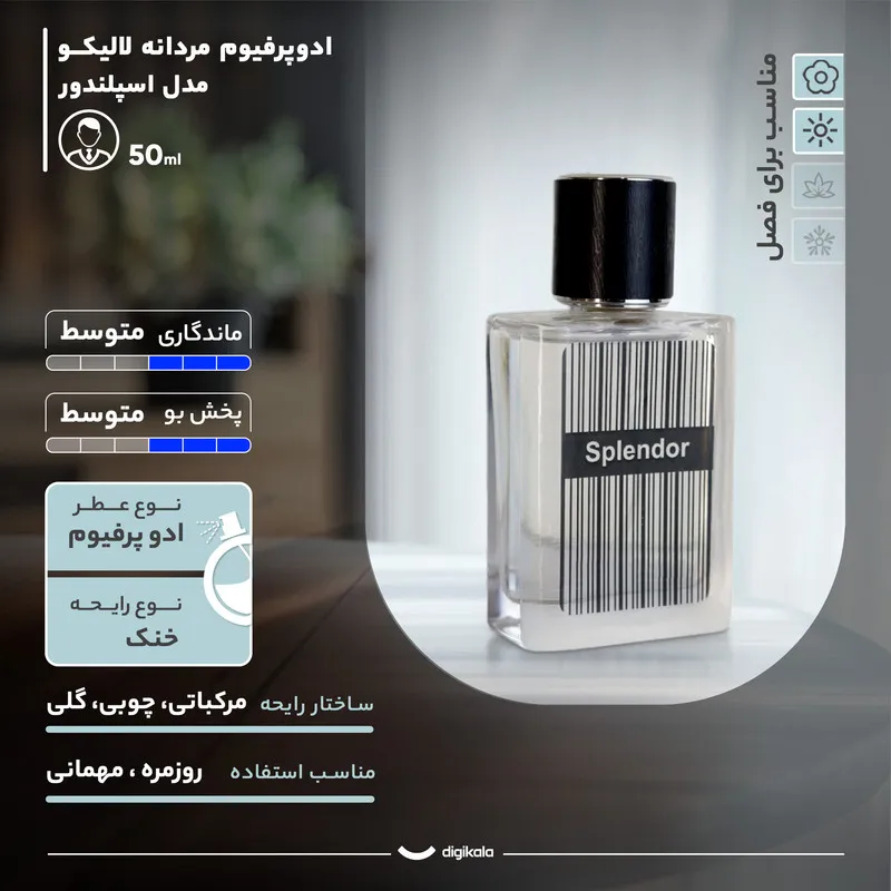 ادو پرفیوم مردانه لالیکو مدل اسپلندور با رایحه خنک حجم 50 میلی لیتر - تصویر 3