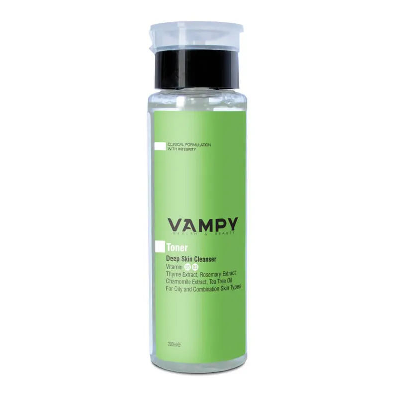 تونر پاک‌کننده صورت وامپی مدل Deep Skin Cleanser مناسب برای پوست چرب و مختلط حجم 200 میلی‌لیتر