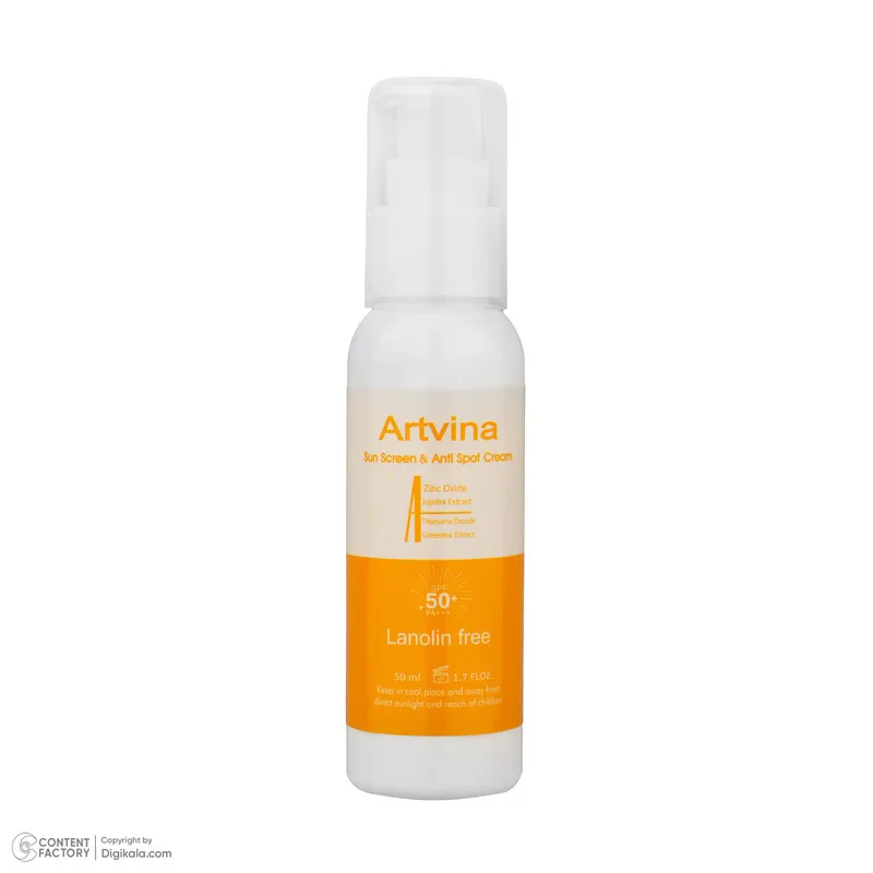 کرم ضد آفتاب بی‌رنگ صورت آرت وینا SPF 50 مدل Lanolin Free ‌محافظ +++PA مناسب برای انواع پوست حجم 50 میلی‌لیتر - تصویر 5