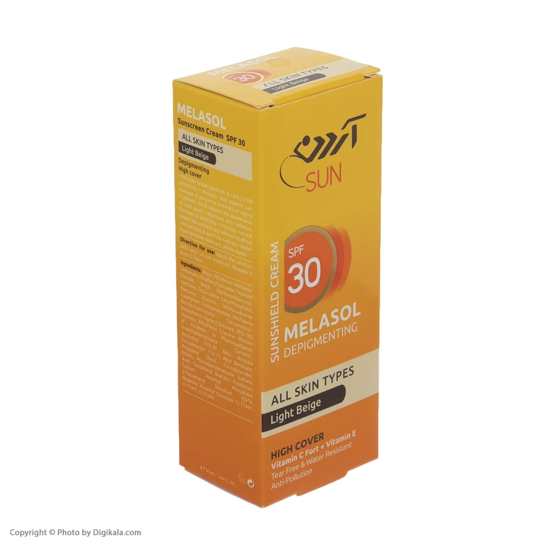 کرم ضد آفتاب رنگی آردن سان، SPF 30، مدل Light Beige، مناسب انواع پوست با تنالیته روشن و حجم 50 میلی‌لیتر، ضد آب، محافظت‌کننده در برابر اشعه‌های UVA و UVB، ضد لک، دارای فرمولاسیون و - نمای 2