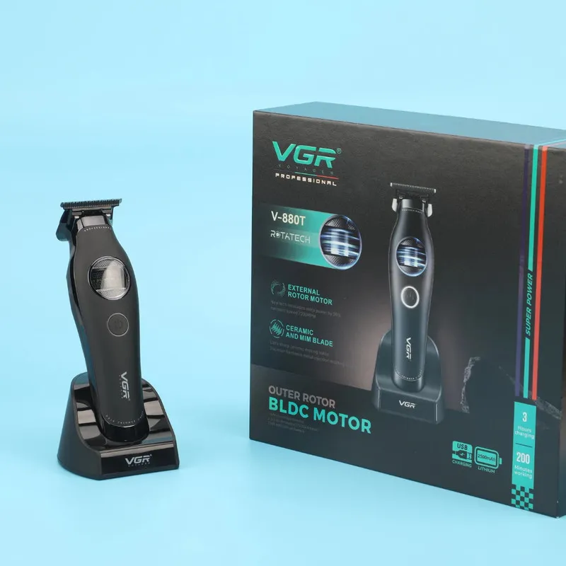 ماشین اصلاح موی صورت شارژی وی جی ار مدل V-880 T با تیغه سرامیکی خودتیز شونده، طراحی ارگونومیک، قابلیت شارژ سریع و اصلاح با شماره صفر - تصویر 3