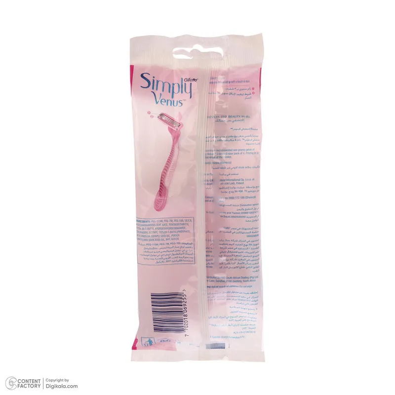 خود تراش ژیلت مدل Simply venus بسته 5 عددی - تصویر 6