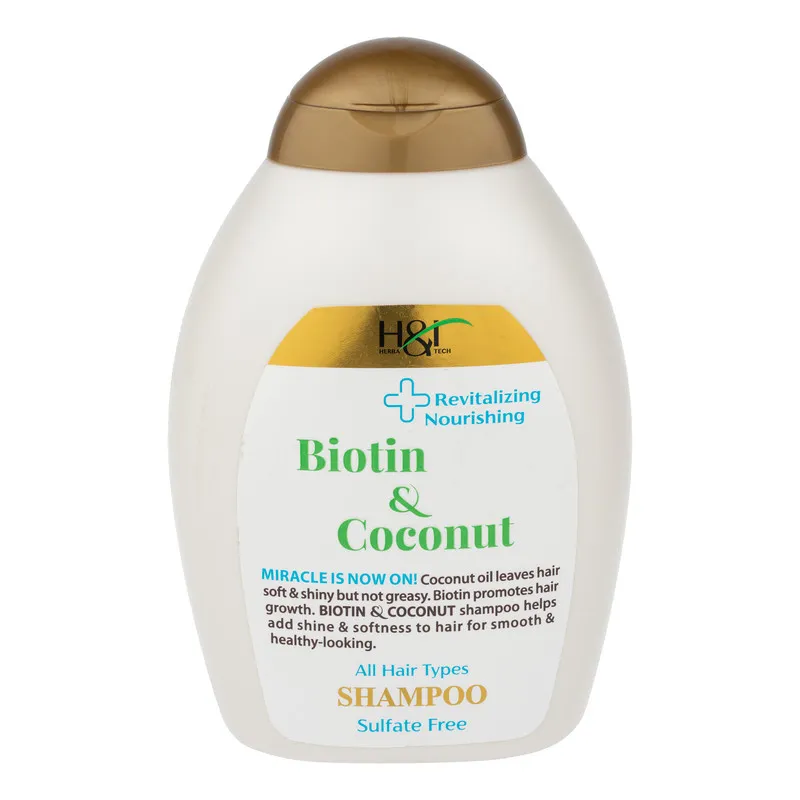 شامپو مو هرباتک مدل Biotin & Coconut مناسب برای انواع مو حجم 385 میلی لیتر