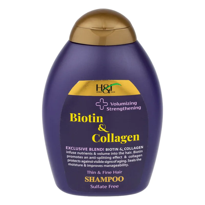 شامپو مو هرباتک مدل Biotin & Collagen مناسب برای موهای کم حجم و نازک حجم 385 میلی لیتر