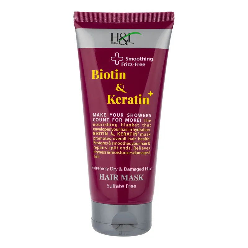 ماسک نرم کننده مو هرباتک مدل Biotin & Keratin مناسب برای موهای آسیب دیده و خشک حجم 200 میلی لیتر