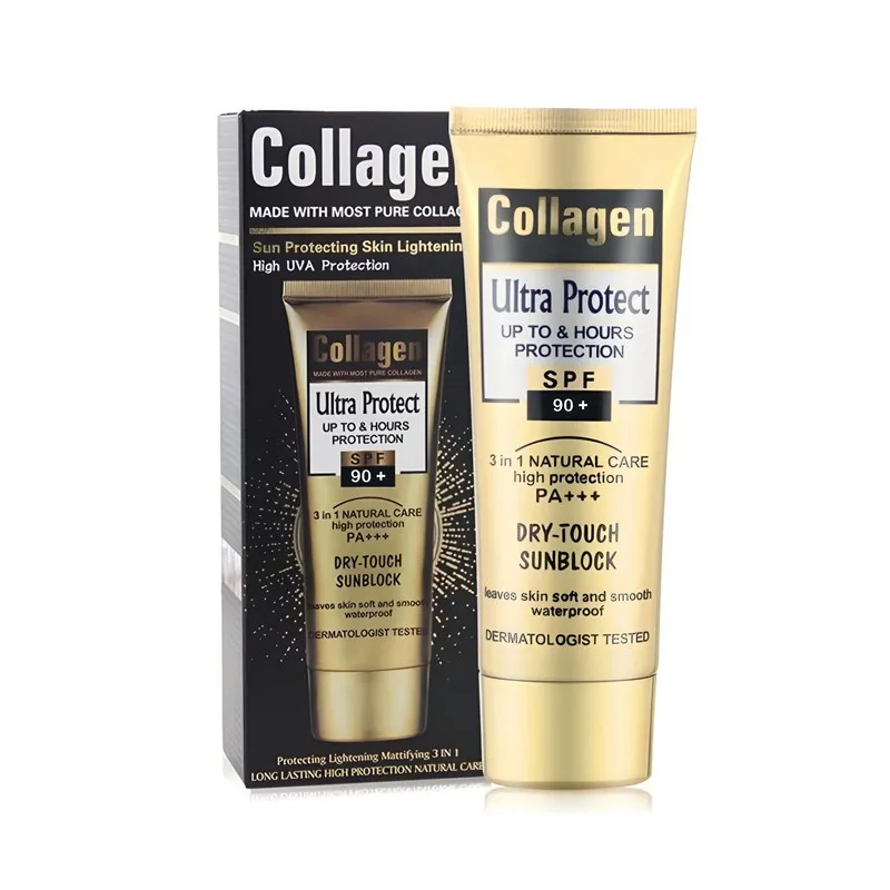 کرم ضد آفتاب بدون رنگ کلاژن spf90 مدل Ultra Protect محافظت کننده در برابر اشعه UVA و UVB مناسب برای انواع پوست حجم 100 میلی لیتر - تصویر 2
