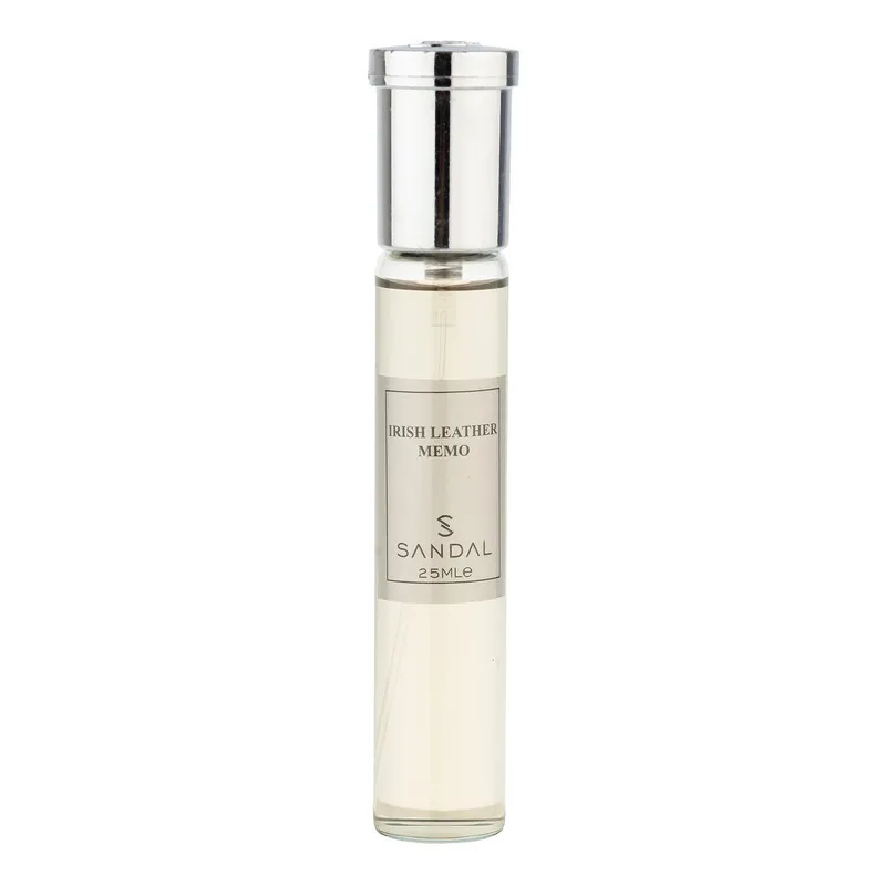 عطر جیبی مردانه صندل مدل Irish leather Memo با رایحه تلخ حجم 25 میلیلیتر