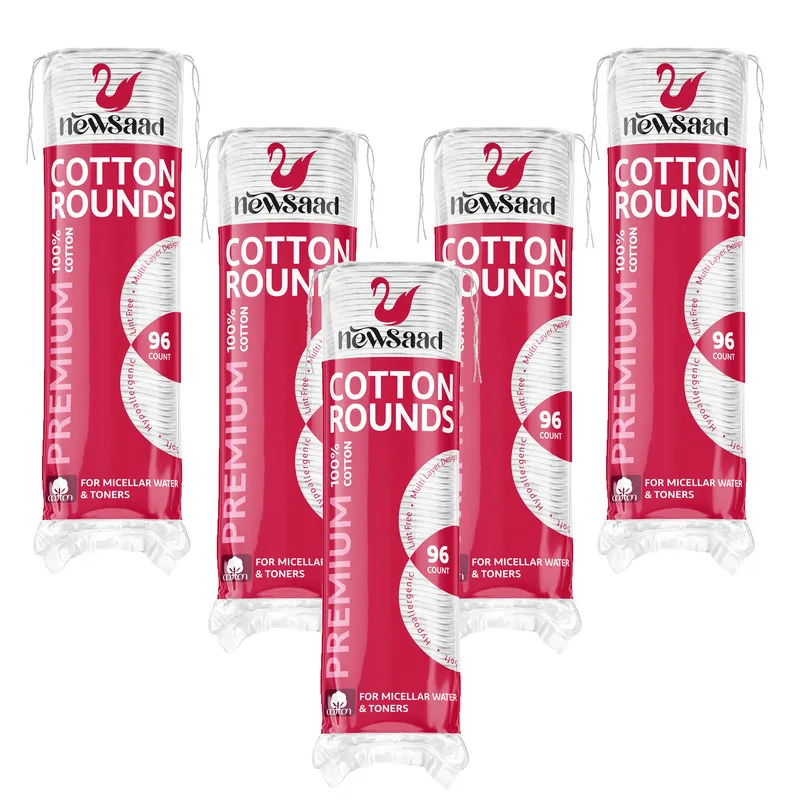 پد پاککننده آرایش صورت نیوساد مدل Cotton-Rounds پنج بسته 96 عددی