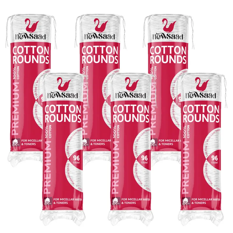 پد پاککننده آرایش صورت نیوساد مدل Cotton-Rounds شش بسته 96 عددی