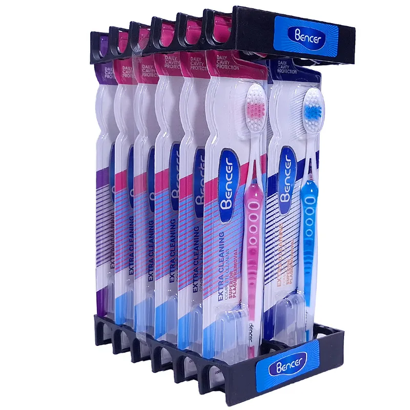 مسواک بنسر مدل اکسترا کلینینگ با برس سخت بسته 12 عددی - تصویر 2