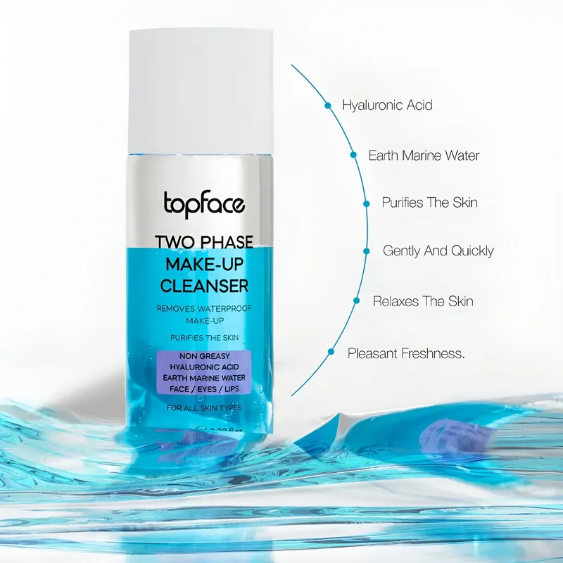 محلول دوفاز پاک کننده آرایش صورت تاپ فیس مدل HYALURONIC مناسب برای انواع پوست حجم 100 میلی لیتر - تصویر 3