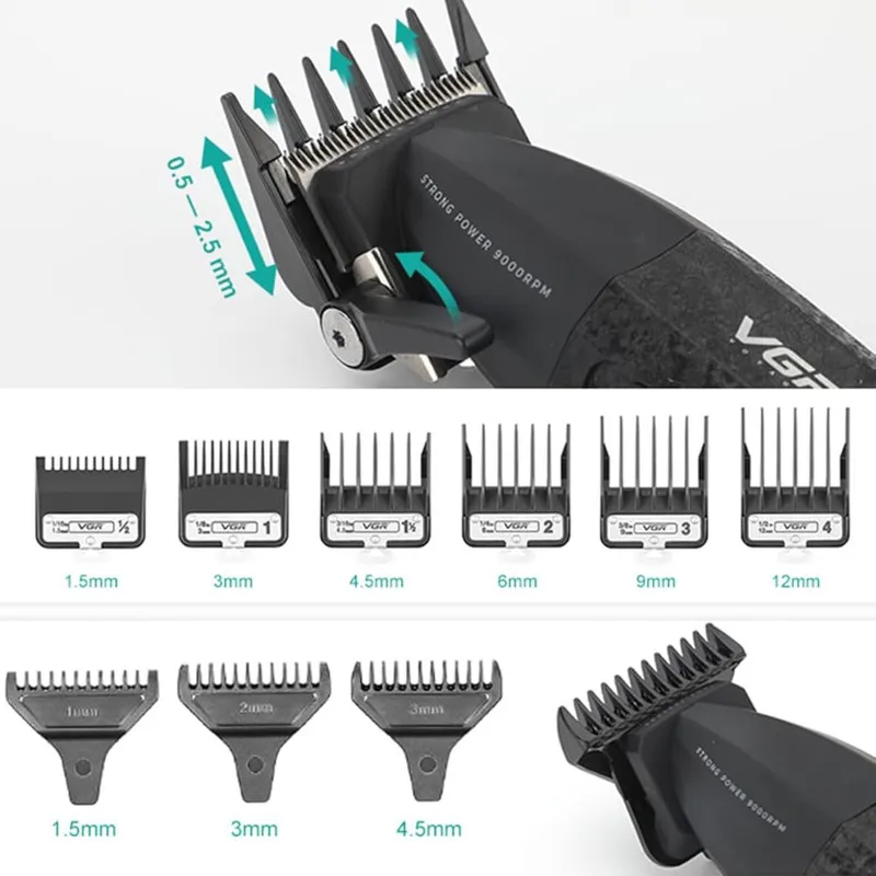 ماشین اصلاح موی سر و صورت شارژی وی جی ار مدل v-640s2 بسته 2 عددی - تصویر 3