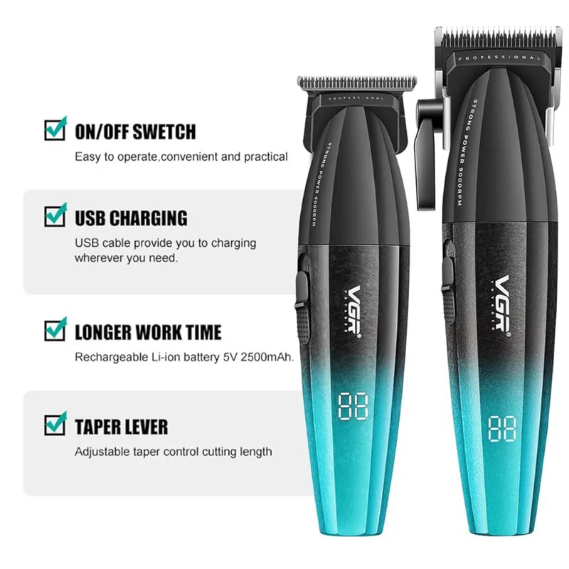 ماشین اصلاح موی سر و صورت شارژی وی جی ار مدل v-640s2 بسته 2 عددی - تصویر 4