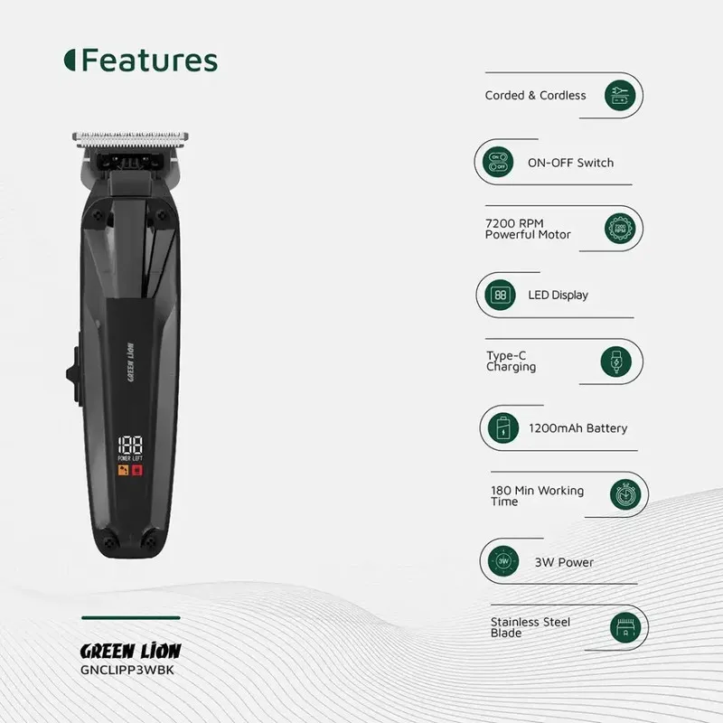 ماشین اصلاح موی سر و صورت شارژی گرین لاین مدل Clip Master - تصویر 3