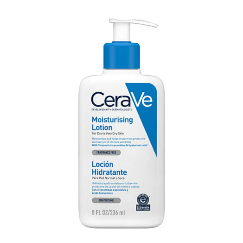 لوسیون بدن ژلی سراوی مدل MOISTURISING LOTION حجم 236 میلی‌لیتر مناسب انواع پوست بانوان با خاصیت مرطوب‌کنندگی و محفظه پمپی