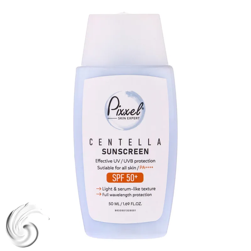 کرم ضد آفتاب بیرنگ پیکسل SPF 50 مدل Centella محافظ UVA ،UVB، ++++PA مناسب برای انواع پوست حجم 50 میلیلیتر